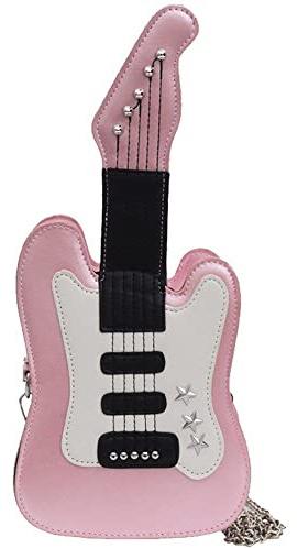 Vepoty Schultertasche aus PU-Leder, niedliche Gitarrenform, Umhängetasche, kleine Umhängetasche, schicke Tasche für Damen