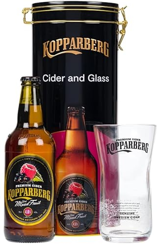 Kopparberg Cider Gift Set for Birthday Gifts - Genuine Swedish Mixed Fruit Cider 500ml with Branded Glass in Collectable Tin Gift. Christmas Gifts for Women, Stocking Fillers