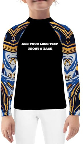 DEHAHA Boys Girls Custom Logo Text Rash Guards Shirts for Jiu Jitsu Wrestling Competition, X-Large(9 Years)