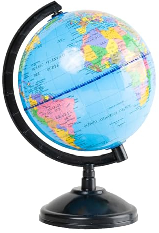 Globo Terráqueo 14cm Mapa Politico Español Globo Educativo Girable 360º Cartografia para Niños y Adultos Decoración de Escritorio Material Escolar