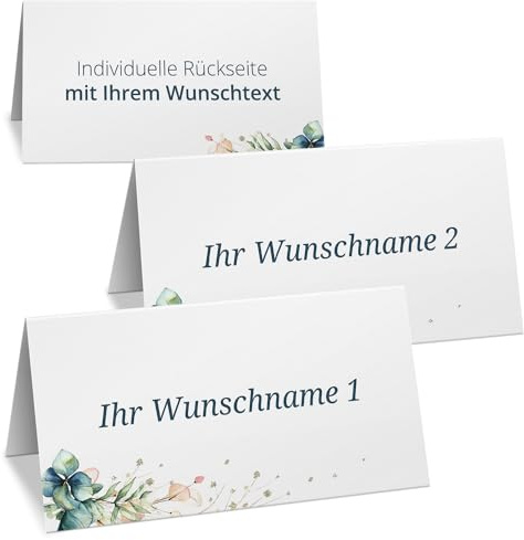 Einladungskarten Manufaktur Hamburg 10 PERSONALISIERTE Tischkarten mit verschiedenen Gäste-Namen | Kärtchen zur Hochzeit Geburtstag Kommunion Konfirmation Taufe Namenskarte Platzkarte Design 16