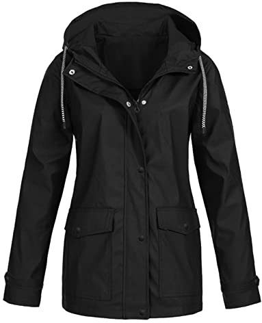 FUPODD Regenjacke Große Größen Damen Wind Und Regenjacke Damen Leichte Regenjacke Regenjacke Schwarz Damen Damen Regenjacke Wasserdicht Atmungsaktiv Regenjacke Festival Regenjacke Damen Fahrrad