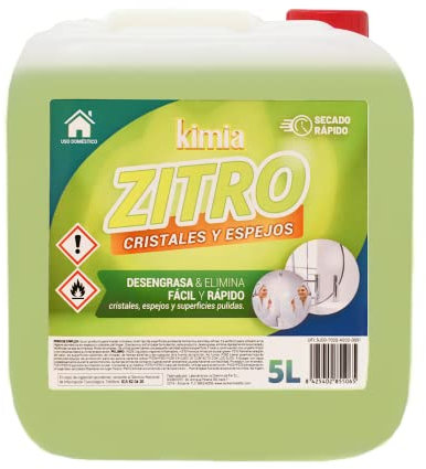 KIMIA - Limpia Cristales Zitro 5L | Limpieza de Alto Rendimiento | Elimina Suciedad | para Cristales Impecables | Fórmula de Alto Rendimiento | Limpieza Brillante y Duradera