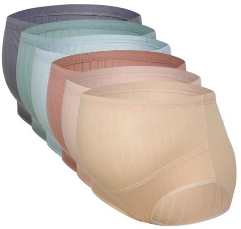 AOOPOO Lot de 6 sous-vêtements de Maternité pour Femmes Culottes de Grossesse Réglables en Coton Taille Haute Soutien Ventre sous-vêtements Post-Partum de Grossesse Slip pour Femme Enceinte