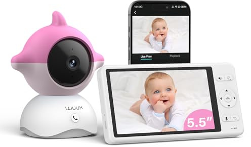 WUUK 2K Baby Monitor Camera with App,5.5 Display with 360° PTZ, Night View