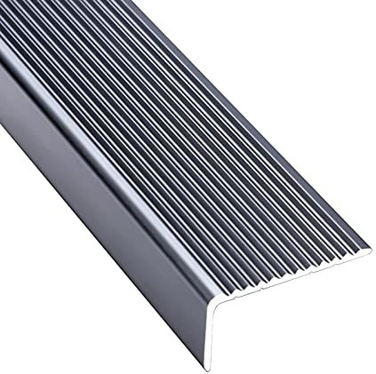 DECAKE Non-slip Stair Edge Protector, Aluminum Stair Nosing Strips, Indoor Ourdoor Wide Step Stair Edging Trim, 4 Cm × 2 Cm/ 1.6 Inch × 0.8 Inch (Color : Light gray)
