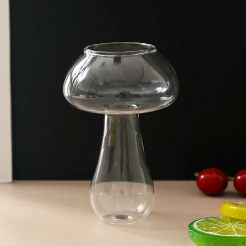 QXWD 1pc Verre à Cocktail en Forme de Champignon Vase en Verre Transparent Bouteille d'aromathérapie hydroponique