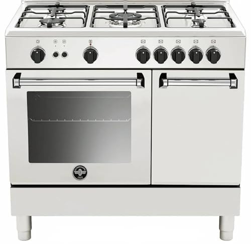 AMN9P5GBV24 - Cucina a gas con forno, n° 5 fuochi, 90x60 cm, bianco