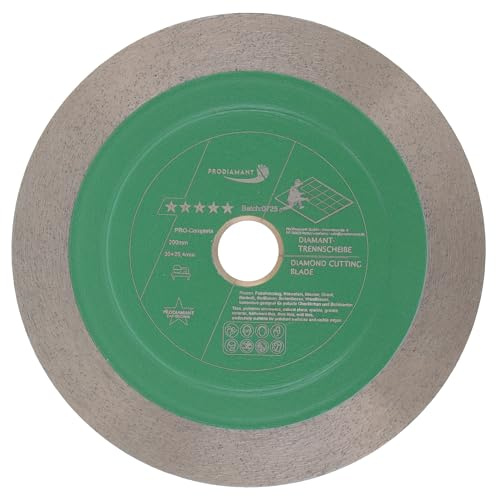 PRODIAMANT PRO-Complete Disque diamant carrelage - 200 mm x 30 mm - Avec anneau de réduction à 25,4 mm - Pour carrelage, grès cérame, céramique, pierre naturelle - Segment sandwich de 25 mm