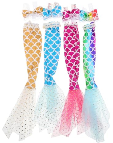 JUMPLAWN 4sätze Puppenkleider Glitzer Meerjungfrauenschwanz-Kleid Und Zubehör Für Puppen Puppen-Meerjungfrauen Bikini Puppenhaus