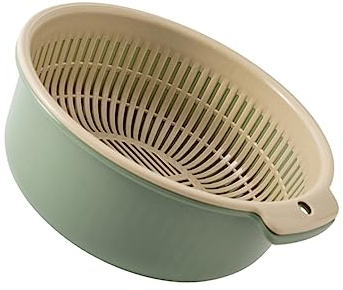 Cesta de Drenaje de Doble Capa Portátil para Cocina de Plástico