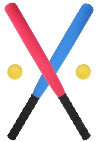 BESPORTBLE Set Giocattolo Mazza da Baseball in Eva Leggera e Sicura, 2 Mazze + 2 Palline, per Sport All'aperto e Giochi di Coordinazione Motoria Colore Casuale