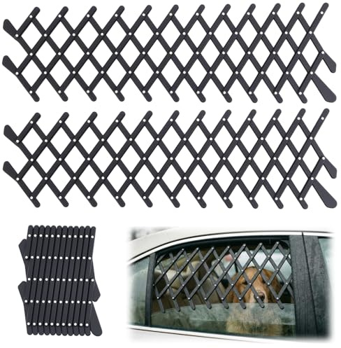 Sunnymove 2 Pcs Car Truck Window Pet Gate Extendable Window Guards for Dogs