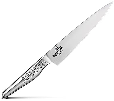 KAI Seki Magoroku Shoso Cuchillo multiusos con hoja de 15,0 cm - Acero inoxidable 5CR15MoV 56 (±1) HRC - Afilado convexo - Mango de acero inoxidable 18-8 con patrón de rombos - Cuchillo universal