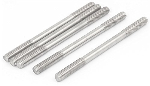 sourcing map 5Pcs Goujon Double Extrémité Filetage Dents Tige M8 x 120mm | Serré Réglable Pousser