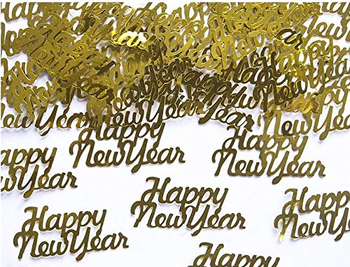 Konfetti/Streu-Deko Happy New Year in Gold/Tisch-Dekoration Silvester Neujahr Jahres-Wechsel Party Feier (5 Tüten = 15 Gramm)