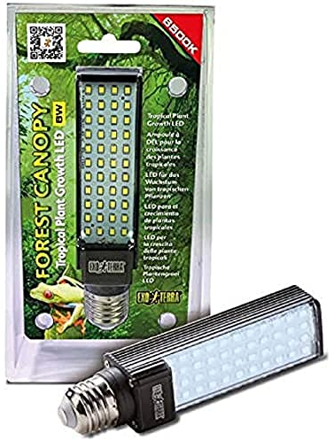 Exo Terra energieeffiziente LED Lampe Forest Canopy, für das Wachstum von tropischen Pflanzen, für Terrarien, mit integriertem Vorschaltgerät, 8W, E27, 6500 K, 1 Stück (1er Pack)