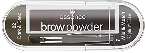 essence cosmetics brow powder set eyebrow stylist duo kit makeup (02 - dark & deep)
