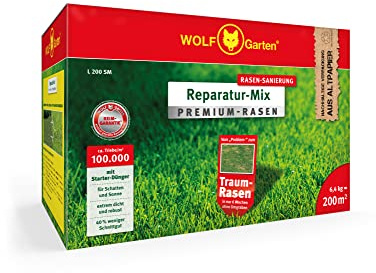 WOLF Garten | Reparatur-Mix Premium-Rasen mit Starter-Dünger L 200 SM für 200m²; 3810036