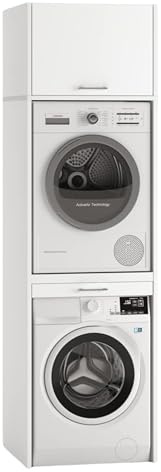 WASCHTURM • Waschmaschinen- und Trocknerschrank mit Schrankaufsatz (48 cm hoch) • Mit Ausziehbrett • TÜV-Zertifiziert