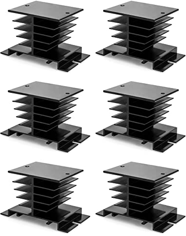 QWORK® 6 piezas Módulo de enfriamiento para disipador de calor de aluminio disipador de calor negro para SSR-10A, 25A, 40A