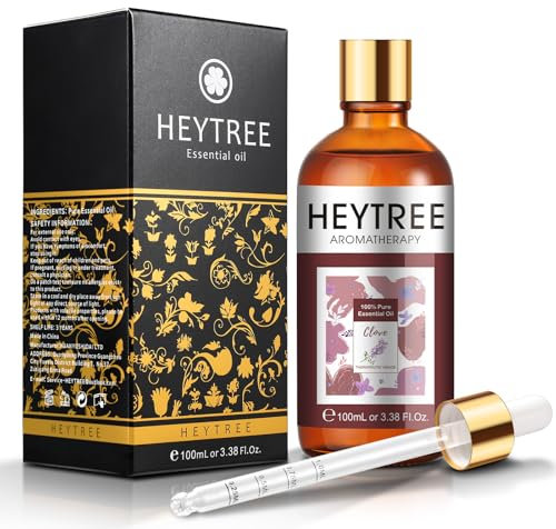 HEYTREE Aceite esencial de clavo de olor 100ml Grado terapéutico puro para difusor de aromaterapia, remedios naturales para la piel, el cuerpo, el cabello