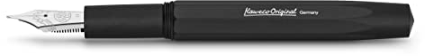 Kaweco ORIGINAL Füllhalter 250 Black Chrome I Exklusiver Aluminium Füllfederhalter für Tintenpatronen inklusive elegantem Blechetui I Luxus Füller 12,7 cm in Schwarz I Federbreite: M (Medium)