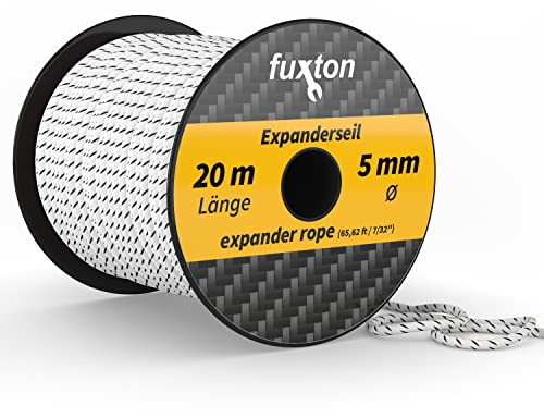 Fuxton Elastiskt Rep 5 mm 20 m Svart-Vit - Expansionsrep, Elastiskt Snöre, Gummisnöre, Omslagsrep, Dragsnöre