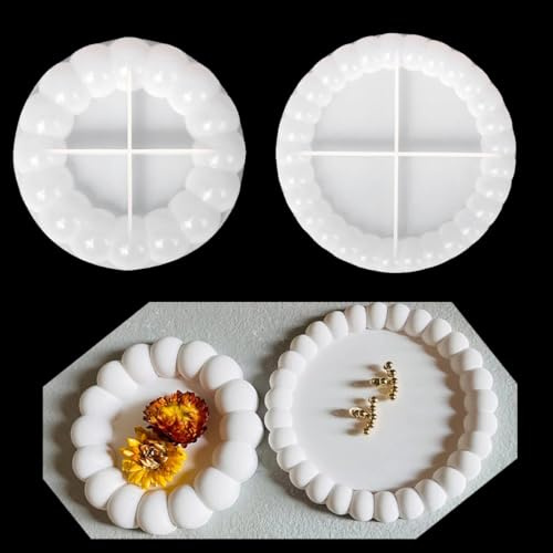 DIYBravo 2 Stück Seifenblasen-Untersetzer, Epoxidharz-Formen, 3D-Silikon-runde Teller, Tablett-Formen, Jesmonit-Harz, Gießformen für Dekoration, Geschenkherstellung (Blasen-Untersetzer)
