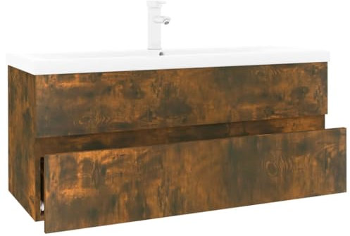 vidaXL Sink Cabinet with Built-in Basin Sink Unit Bathroom Vanity Unit Washbasin Storage Under Sink Cabinet Smoked Oak Engineered Wood