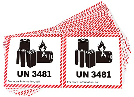 PACK4YA 20 x UN3481 Lithium Ion Battery Transport Caution Warning Labels 110x120 mm Hazard Adhesive Labels Stickers