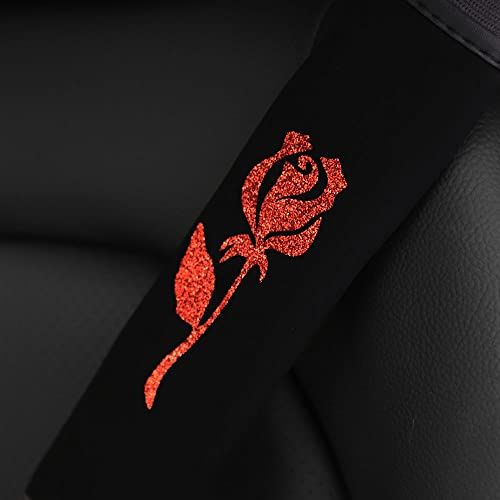 2 almohadillas para cinturón de seguridad, acolchado retro con flores rosas para cinturón de seguridad en el coche, para mayor comodidad en el viaje, acolchado para cinturón de seguridad, protector de
