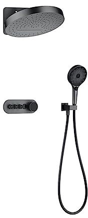 2023 New Digital Shower System Concealed Shower Set, Bathroom Temperature Display Shower System, Rainlfall Bathroom Showers Brass Black LED Shower Panel (Color : Grey Shower Set, Size : G1/2)