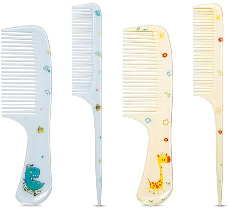 MEGAVOW 4 Piezas Cepillo Pelo Antitirones Niña, Juego de Peine y Cepillo Desenredante Cabello Húmedo y Seco, Cepillo de Masaje para Desenredar, Lindo Regalo