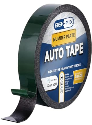 BEK-FIX® Number Plate Adhesive Pads Tape - Double Sided Roll For License Plates, 1Mm X 20Mm X 2M