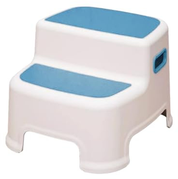 Gralara Sgabello a Doppio Gradino per Bambini, Sgabello Largo Multifunzionale Stabile, Sgabello a Due Gradini per Bambini, Sgabello per Bambini, blu