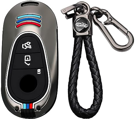 TECART Smart Autoschlüssel Hülle Passt für Mercedes Benz C S Klasse W223 W206 EQS 450 500 580 E53 AMG S350L S500L Metal Schutzhülle Schlüsselcover Zubehör Schlüsseletui Key case 3 Taste