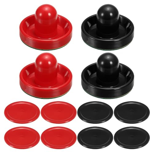 PATIKIL 96mm Air Hockey Pushers and Air Hockey Pucks, Handles Paddles Replacement Accessory(4 Pushers with Pads, 8 Pucks)