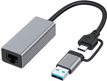 PEKKA USB Tipo C una scheda di rete con RJ45 USB 3.0 con esterno un adattatore Ethernet per PC portatile, 100 Mbps