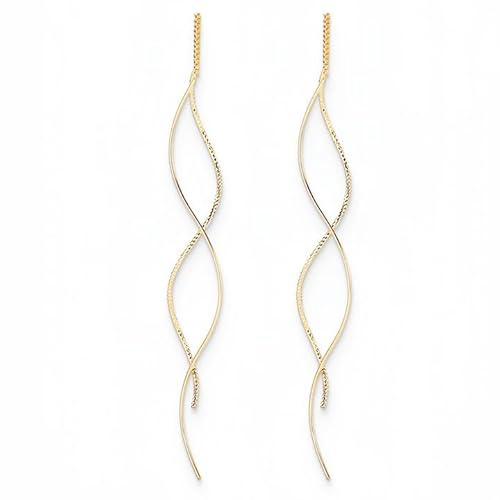 Orecchini Pendenti Donna con Catena in d'oro e Cristalli Orecchini Punto Luce - Orecchini Lunghi Donna d'oro Pendenti - Orecchini Saliscendi