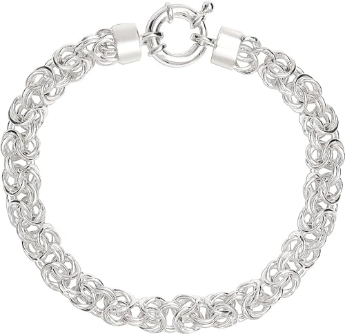 Charmsy 925 Sterling Silver Classic 925 Sterling Silver Byzantine Bracelet for Women | Classic Handmade Italian Byzantine Link Chain Bracelet Gift for Her 7 Inches