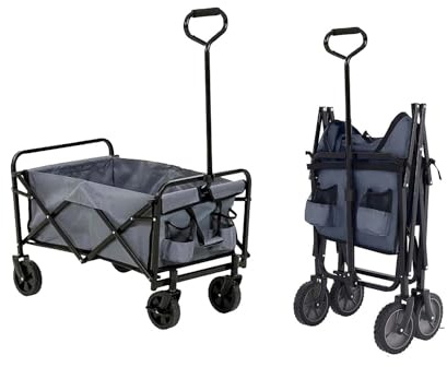 Avilia Faltbarer Transportwagen für den Außenbereich, ideal für Camping und Transport von Gartengeräten, aus Stahl, 73 x 46,5 x 95 cm, Tragkraft 80 kg