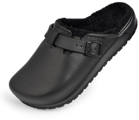 Harssidanzar Womens Winter Fleece Lined Clogs Garden HL206US Black 9