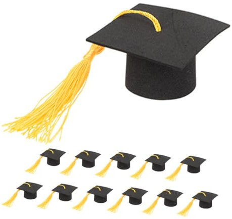 WESIEVYA 12pcs Graduation Cap Cupcake Toppers Hat Decorations for Graduation Parties Cake and Dessert Decor Tassels for Celebrating Achievements