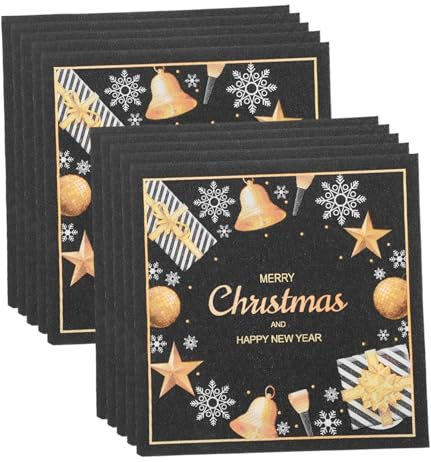 MAGICLULU 1tasche Weihnachtsservietten Bedruckt mit Weihnachtsmotiven Einwegservietten aus Papier für Weihnachtsfeiern Dekorative Servietten als Tischdekoration