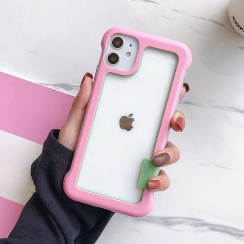 GXZJFC Custodia senza cornice per iPhone 16 15 14 13 12 Mini 11 Pro Max 7 8 Plus XS Max XR SE Bordo bicolore Morbido TPU, rosa, per iPhone 15 Plus