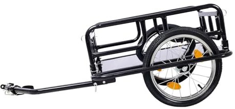 Remorque de vélo 2 en 1, Chariot de Transport pour vélo, avec attelage de remorquage, Guidon Amovible, pour Le Transport de Marchandises et d'outils