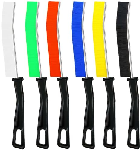 6 Piece Set Crevice Cleaning Brush Small Cleaning Brush, Advanced Gap Honest Tool, Home Kitchen Groove Gap Window Door Track Tile Groove Bristle (Yellow Red Green Blue Black and White)