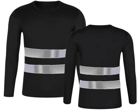 Camiseta de manga larga para hombre, camiseta de seguridad, camiseta de advertencia, básica, cuello redondo, ropa de trabajo, camiseta reflectante de alta visibilidad, para primavera y verano, cómoda