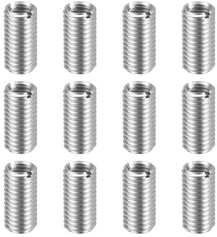 sourcing map 12 inserti di riparazione filettati M10 x 1,5 maschio a M8 x 1,25 filettatura femmina 20 mm di lunghezza in acciaio inox dadi di riduzione metrici autofilettanti manicotti filettati